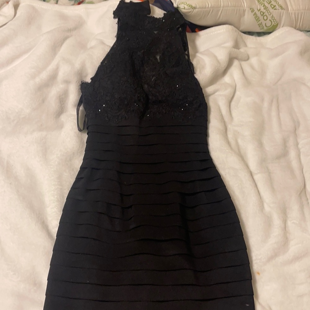 Black sparkly dress.